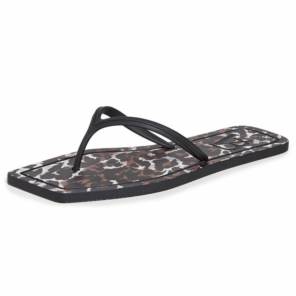 Veronica Beard Analee Square-Toe Leopard Animal Print Flip Flops Size 6 NWB New